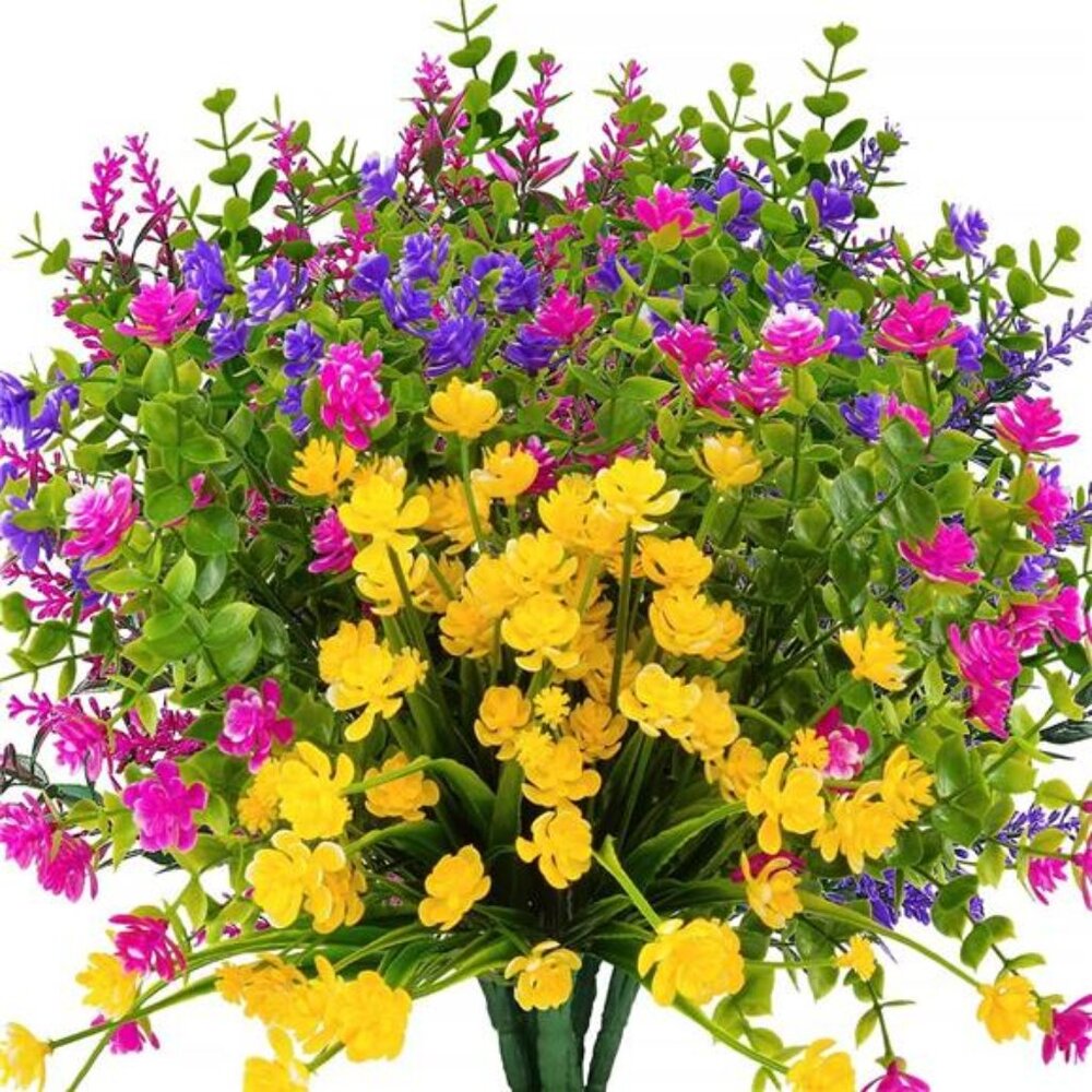 12 Bundles Outdoor Artificial Fake Flowers UV Resistant No Fade Boxwood